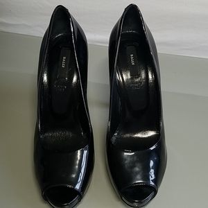 Bally Patent Leather Peep-Toe Pumps